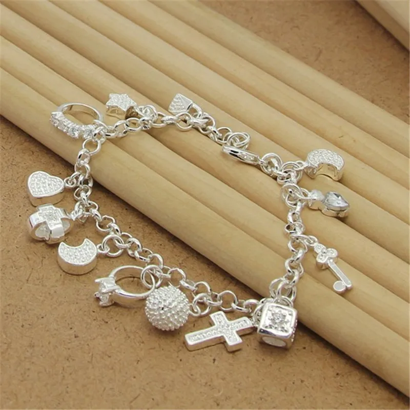 High Quality 925 Sterling Silver Bracelet With Multiple Pendant Zircon Bracelets For Women'S Party Charm Jewelry Gift
High Quality 925 Sterling Silver Bracelet With Multiple Pendant Zircon Bracelets For Women'S Party Charm Jewelry Gift