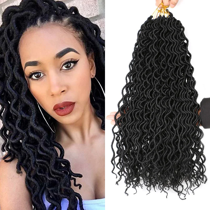 Faux Locs Curly на крючках косички волосы с эффектом деграде (переход от синтетические