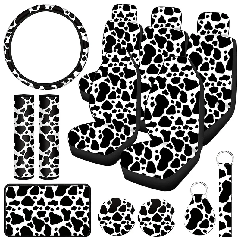 13PCS Cow Print Car Seat Cover Kit, Car Steering Wheel Cover, Seat Belt Pads, Car Coasters, Armrest Pad, Wrist Holder
13PCS Cow Print Car Seat Cover Kit, Car Steering Wheel Cover, Seat Belt Pads, Car Coasters, Armrest Pad, Wrist Holder
