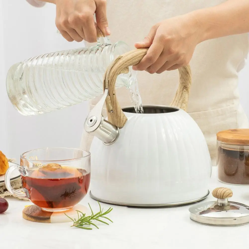 3. Чайник из нержавеющей стали для приготовления кофе объемом 5 л, чайник со свистком и ручкой из древесины с защитой от ожогов, универсальный...
3. Чайник из нержавеющей стали для приготовления кофе объемом 5 л, чайник со свистком и ручкой из древесины с защитой от ожогов, универсальный...