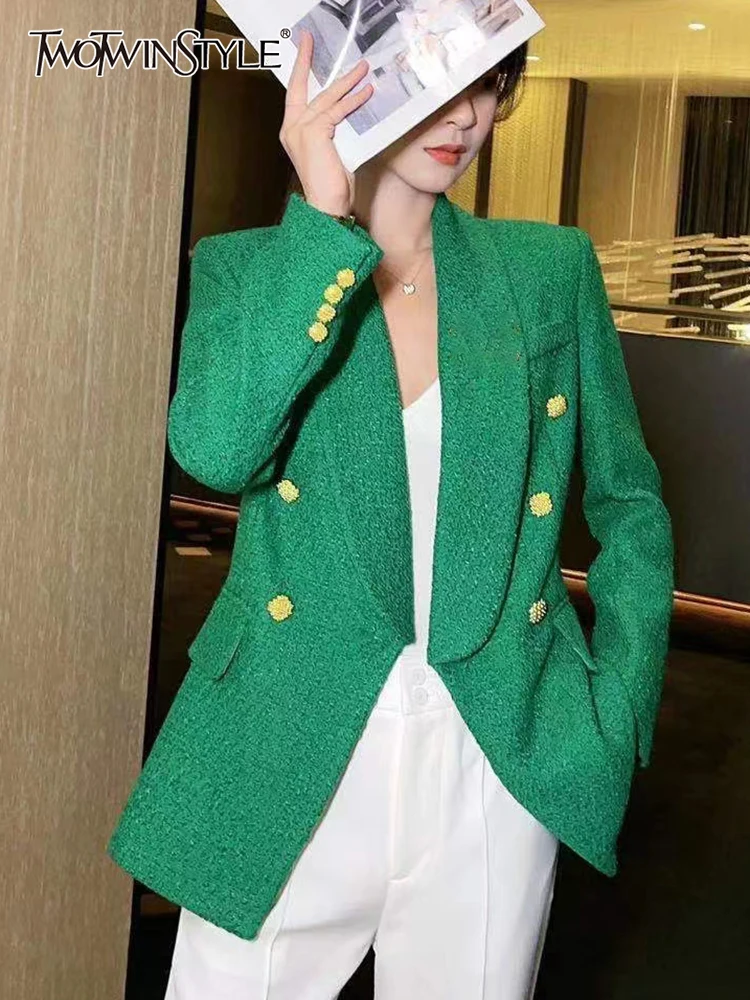 TWOTWINSTYLE High Street Blazers For Women Notched Loose Long Sleeve Double Breasted Plain Coats Female 2021 Autumn Clothing New
TWOTWINSTYLE High Street Blazers For Women Notched Loose Long Sleeve Double Breasted Plain Coats Female 2021 Autumn Clothing New