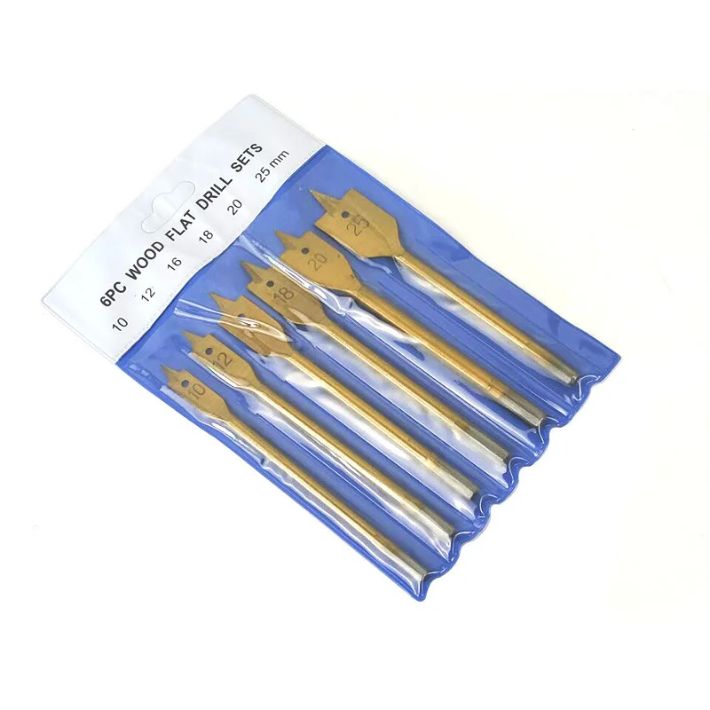6pcs 10/12/16/18/20/25mm Titanium Coating Hex Shank Spade Bits Flat Boring Bit Wood Drill Bit Power Tools Hole Saw Set
6pcs 10/12/16/18/20/25mm Titanium Coating Hex Shank Spade Bits Flat Boring Bit Wood Drill Bit Power Tools Hole Saw Set