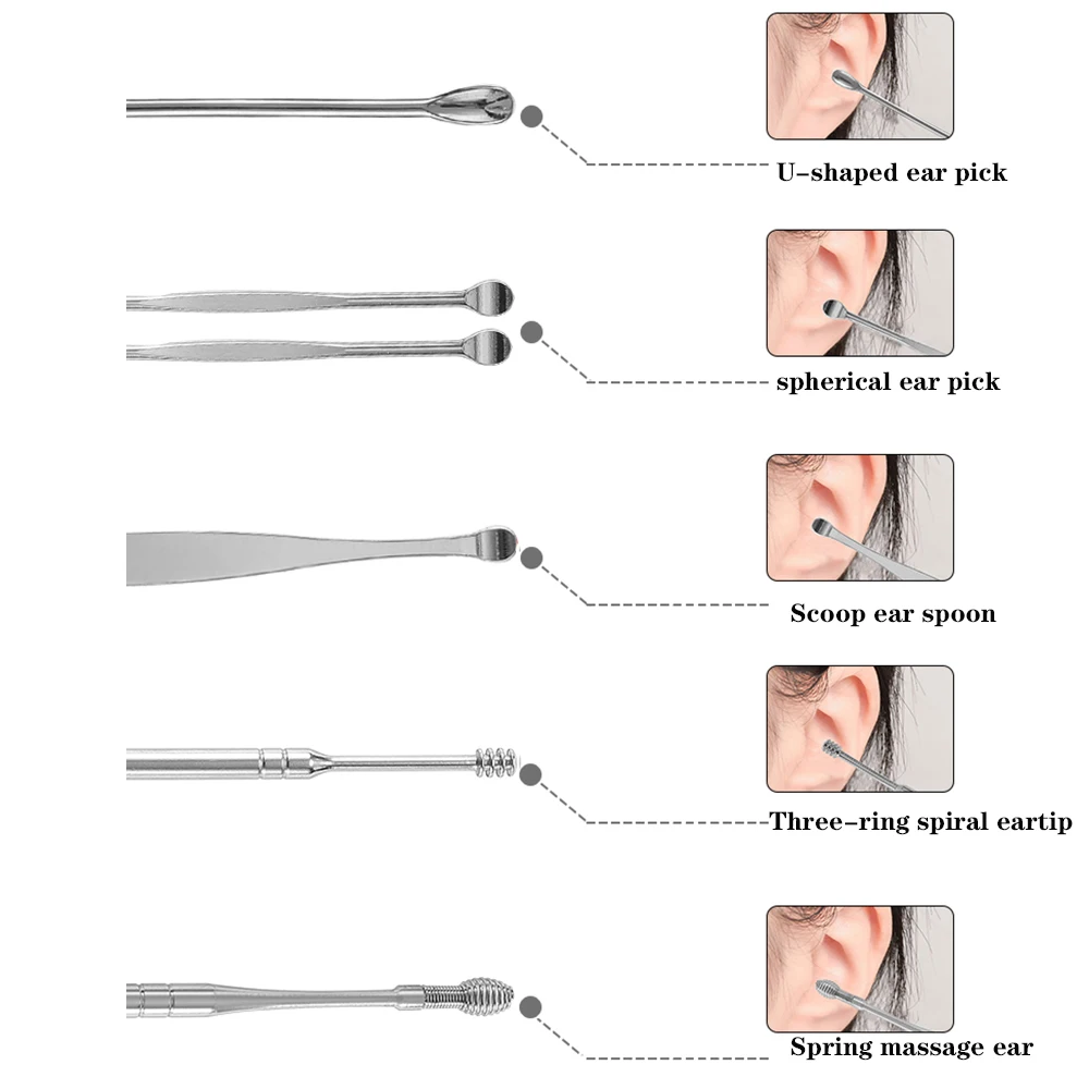 6 Pcs/set Stainless Steel Ear Pick Spoon Ear Wax Removal Cleaner Multifunction Portable Ear Pick Ear Care Beauty Tools
6 Pcs/set Stainless Steel Ear Pick Spoon Ear Wax Removal Cleaner Multifunction Portable Ear Pick Ear Care Beauty Tools