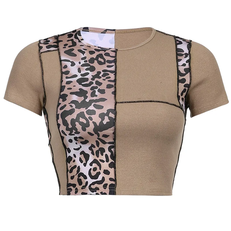 Y2K Leopard Brown Contrast Crop Top O Neck Short Sleeve Tshirt Knitwear Patchwork T Shirt Harajuku Women Tee Top 2021 New 90S
Y2K Leopard Brown Contrast Crop Top O Neck Short Sleeve Tshirt Knitwear Patchwork T Shirt Harajuku Women Tee Top 2021 New 90S