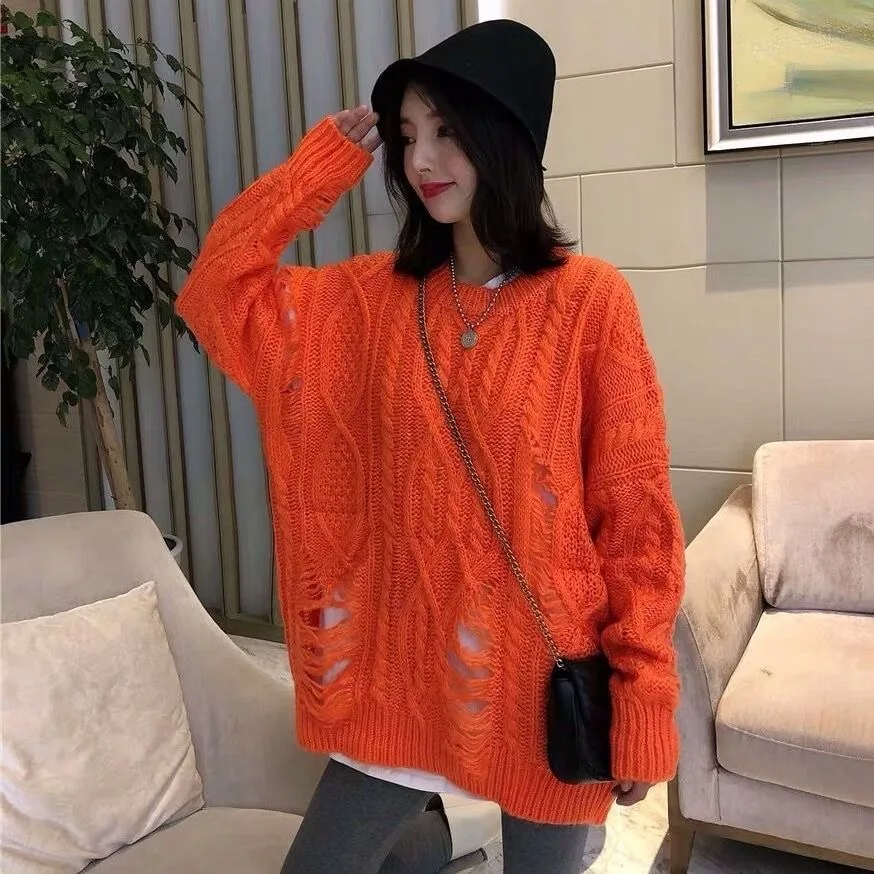 Women Hollow Out Hole Twist Sweater 2020 Korean Fashion Long Sleeve Loose Oversized Knitting Pullovers
Women Hollow Out Hole Twist Sweater 2020 Korean Fashion Long Sleeve Loose Oversized Knitting Pullovers