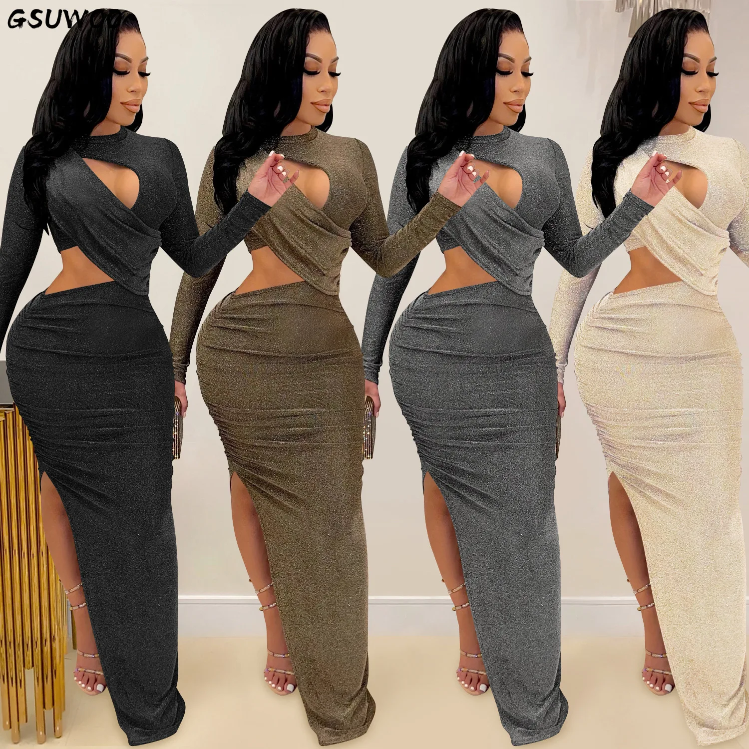 GSUWOO elegant sequins cross hollow out bandage evening party club floor length dress women long sleeve high split long dresses
GSUWOO elegant sequins cross hollow out bandage evening party club floor length dress women long sleeve high split long dresses