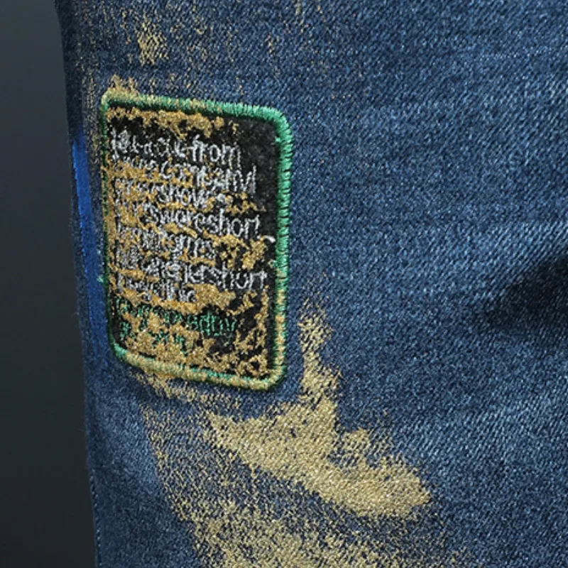 Jean Golden Inkjet Homme Casual Men Jeans Skinny Slim Fit Blue Men's Denim Trousers Biker Straight Pants Streetwear Clothes
Jean Golden Inkjet Homme Casual Men Jeans Skinny Slim Fit Blue Men's Denim Trousers Biker Straight Pants Streetwear Clothes