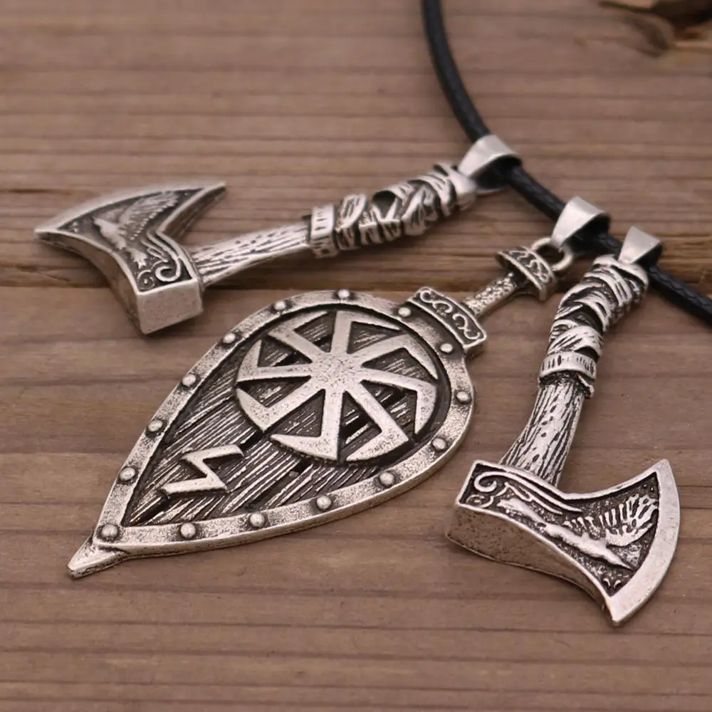 Viking double crow axe leaf shield pendant necklace Viking crow axe necklace personality men and women jewelry
Viking double crow axe leaf shield pendant necklace Viking crow axe necklace personality men and women jewelry