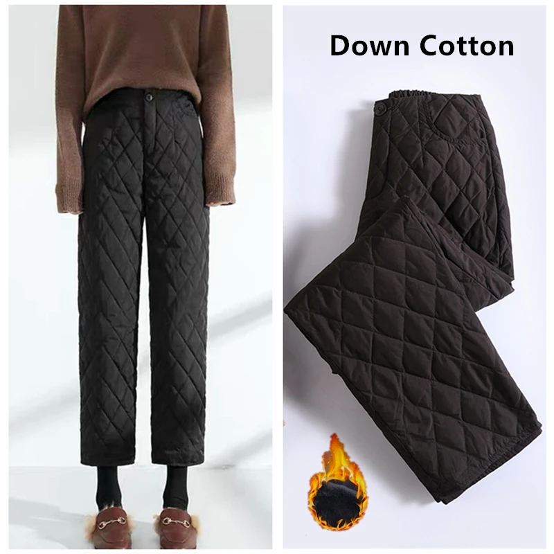 ZHISILAO New Winter Warm Pants Women Thicken Down Cotton Straight Trousers 2021 Black Casual Soft Pants Outfit
ZHISILAO New Winter Warm Pants Women Thicken Down Cotton Straight Trousers 2021 Black Casual Soft Pants Outfit
