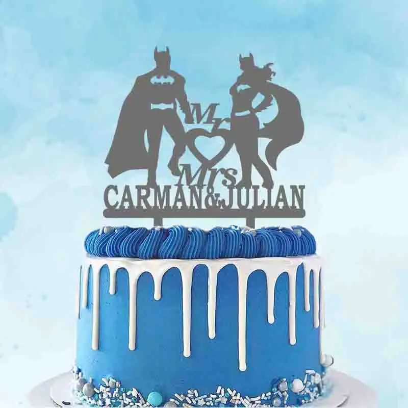 Personalized Bat Man Wedding Cake Topper Custom Couple Name Superhero Bat Man and Bat Girl Wedding Party Cake Decoration Topper
Personalized Bat Man Wedding Cake Topper Custom Couple Name Superhero Bat Man and Bat Girl Wedding Party Cake Decoration Topper