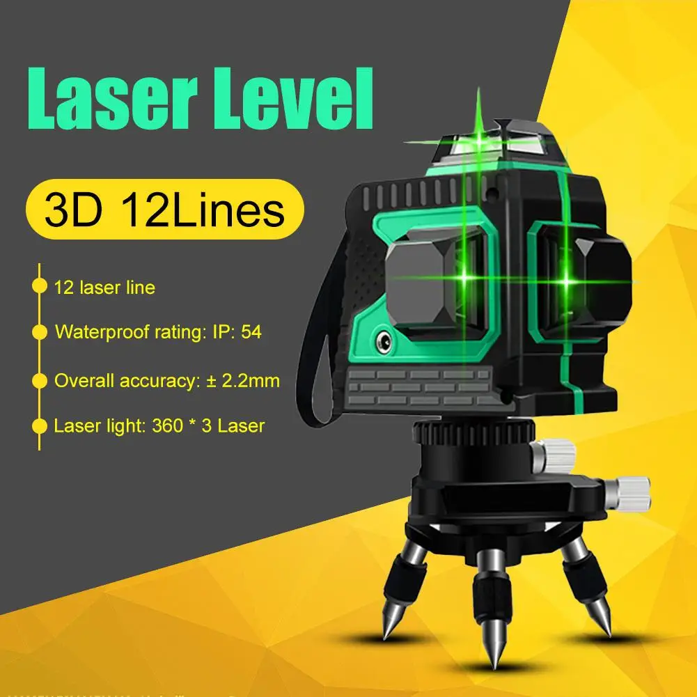 3D Laser Level Instrument 12Lines Green Laser Levels Self-Leveling 360 Horizontal Vertical Cross Super Powerful Green Laser Beam
3D Laser Level Instrument 12Lines Green Laser Levels Self-Leveling 360 Horizontal Vertical Cross Super Powerful Green Laser Beam