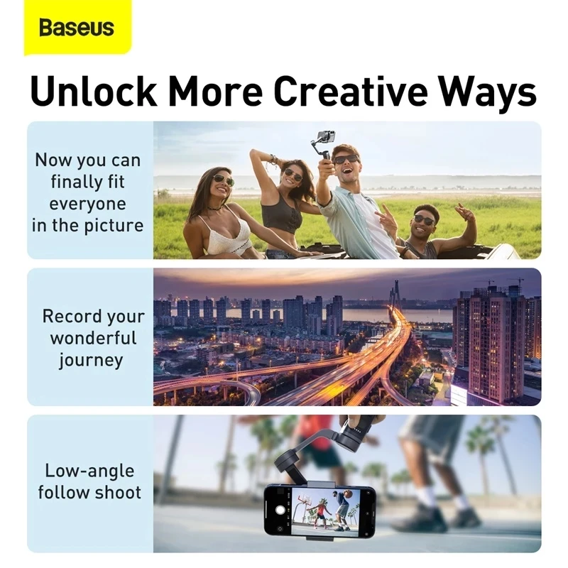 Baseus 3-Axis Control Handheld Gimbal Stabilizer Smartphone Floding Gimbal Video Vlog Pocket Phone Handheld Gimbal Stabilizer
Baseus 3-Axis Control Handheld Gimbal Stabilizer Smartphone Floding Gimbal Video Vlog Pocket Phone Handheld Gimbal Stabilizer