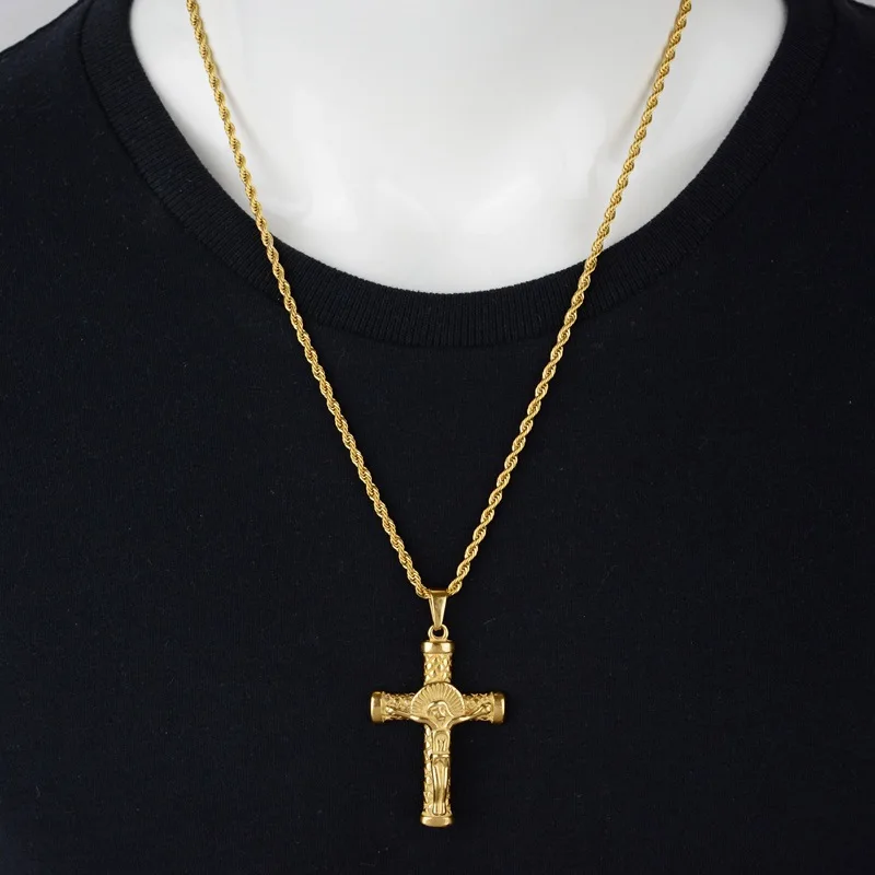 Hip Hop Personality Trend Fashion Semicircle Jesus Cross Titanium Steel Necklace Hanging Ornaments Men Women
Hip Hop Personality Trend Fashion Semicircle Jesus Cross Titanium Steel Necklace Hanging Ornaments Men Women