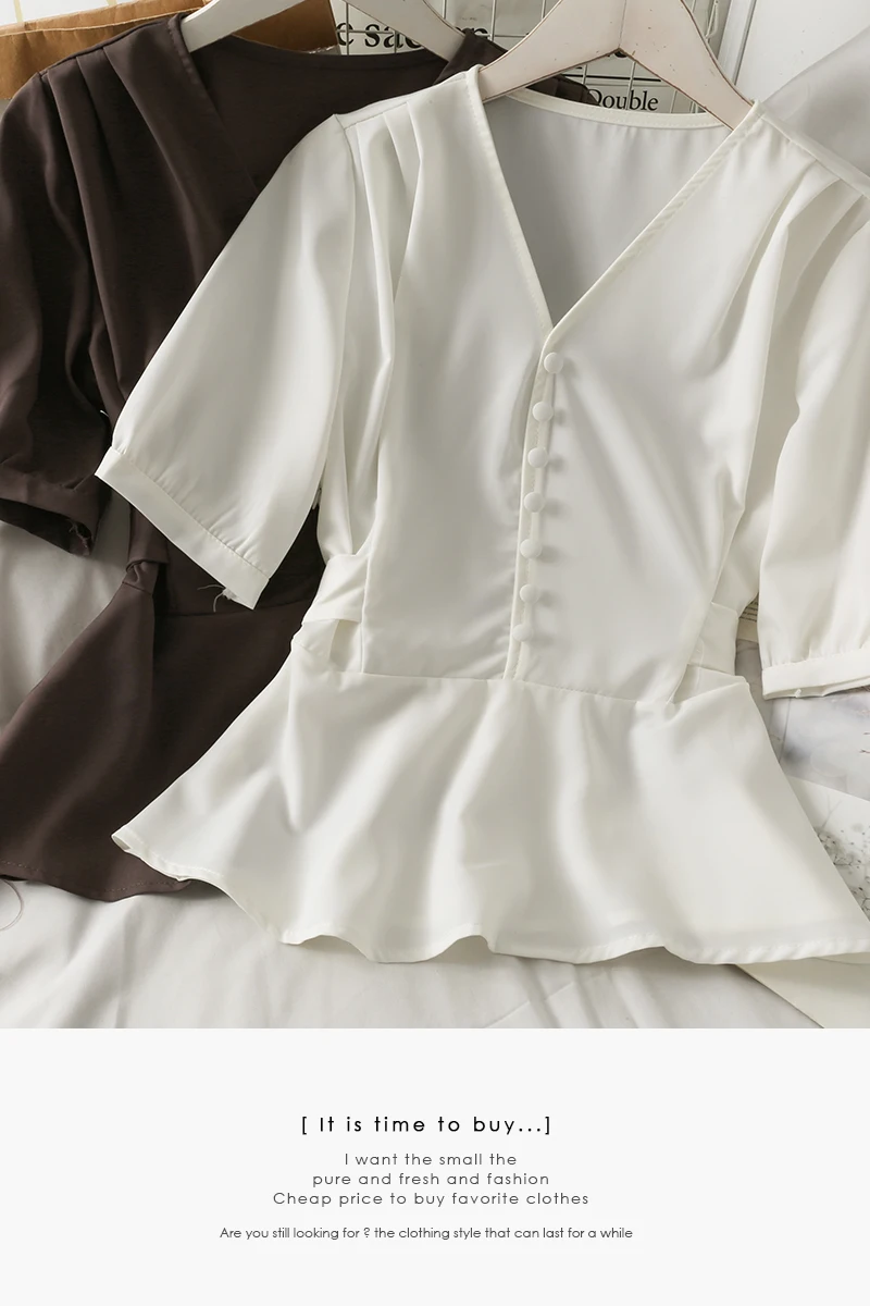 2021 Summer Niche All-match Waist Waist Slim Skirt Top Female New Luster Sense V-neck Puff Sleeve Small Shirt
2021 Summer Niche All-match Waist Waist Slim Skirt Top Female New Luster Sense V-neck Puff Sleeve Small Shirt