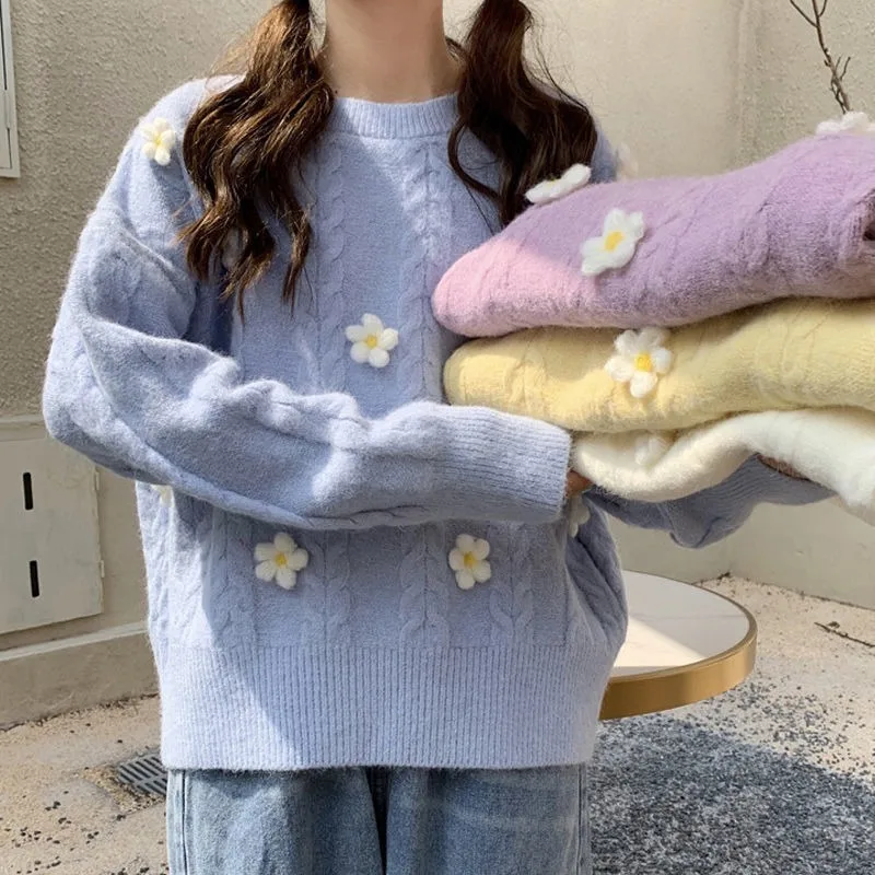 Sweaters Pullover Women Knitted Long-sleeve Flowers Sweet Lovely Oversize Girls Sweater Elegant Fashion All-match Causal Ulzzang
Sweaters Pullover Women Knitted Long-sleeve Flowers Sweet Lovely Oversize Girls Sweater Elegant Fashion All-match Causal Ulzzang