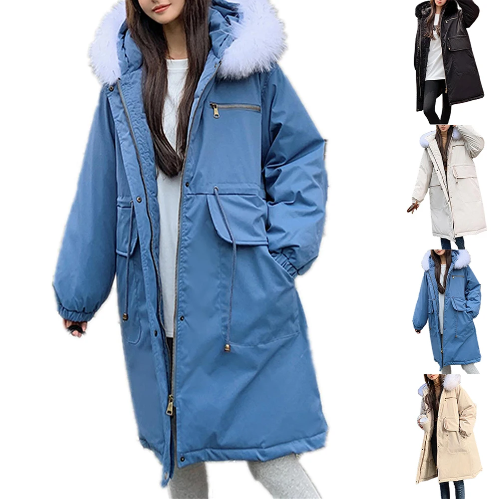 Large Fur Collar Coat Mid-Length Hooded Pockets Zipper Windproof Loose Cotton Jacket Women Winter Warm Coats Women's Jacket
Large Fur Collar Coat Mid-Length Hooded Pockets Zipper Windproof Loose Cotton Jacket Women Winter Warm Coats Women's Jacket