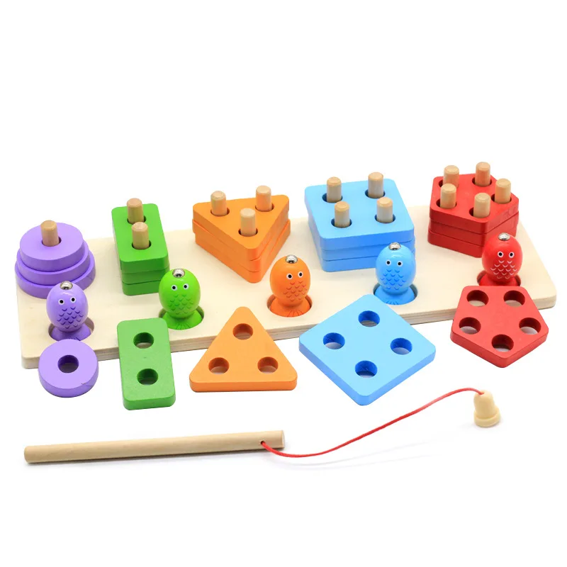 Wooden Magnetic Fishing Game Geometric Models Building Block Baby Five Sets of Pillars Educational Montessori Children Toys Gift
Wooden Magnetic Fishing Game Geometric Models Building Block Baby Five Sets of Pillars Educational Montessori Children Toys Gift