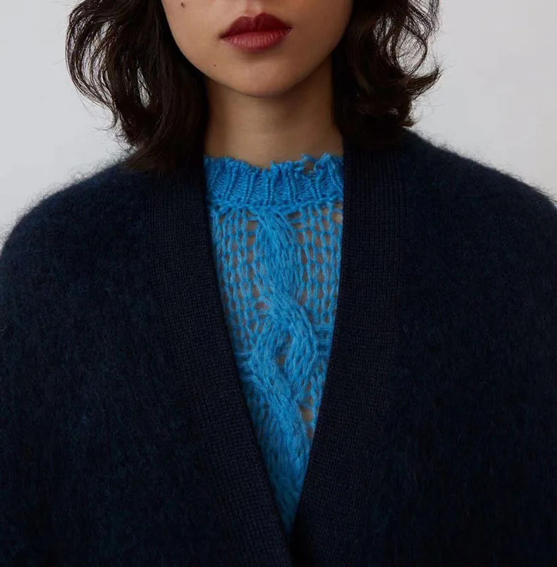 Mohair and Wool Blend Single-breasted Sweater Cardigan Mid-length Coat
Mohair and Wool Blend Single-breasted Sweater Cardigan Mid-length Coat