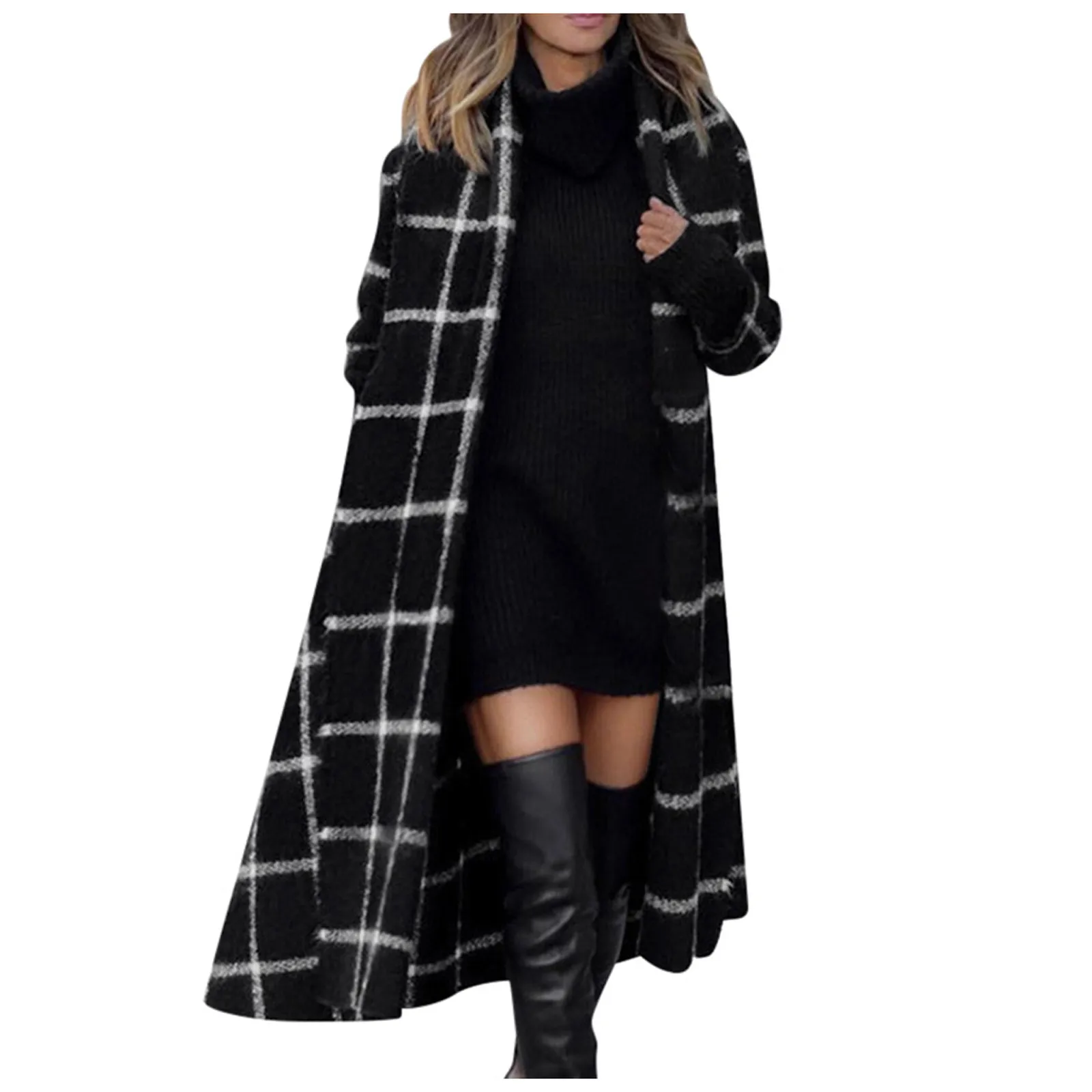 Fashion Women Plaid Winter Hooded Coat Trench Jacket Warm Slim Long Overcoat Outwear Autumn 2020 New Parkas Jackets Korean Style | Женская