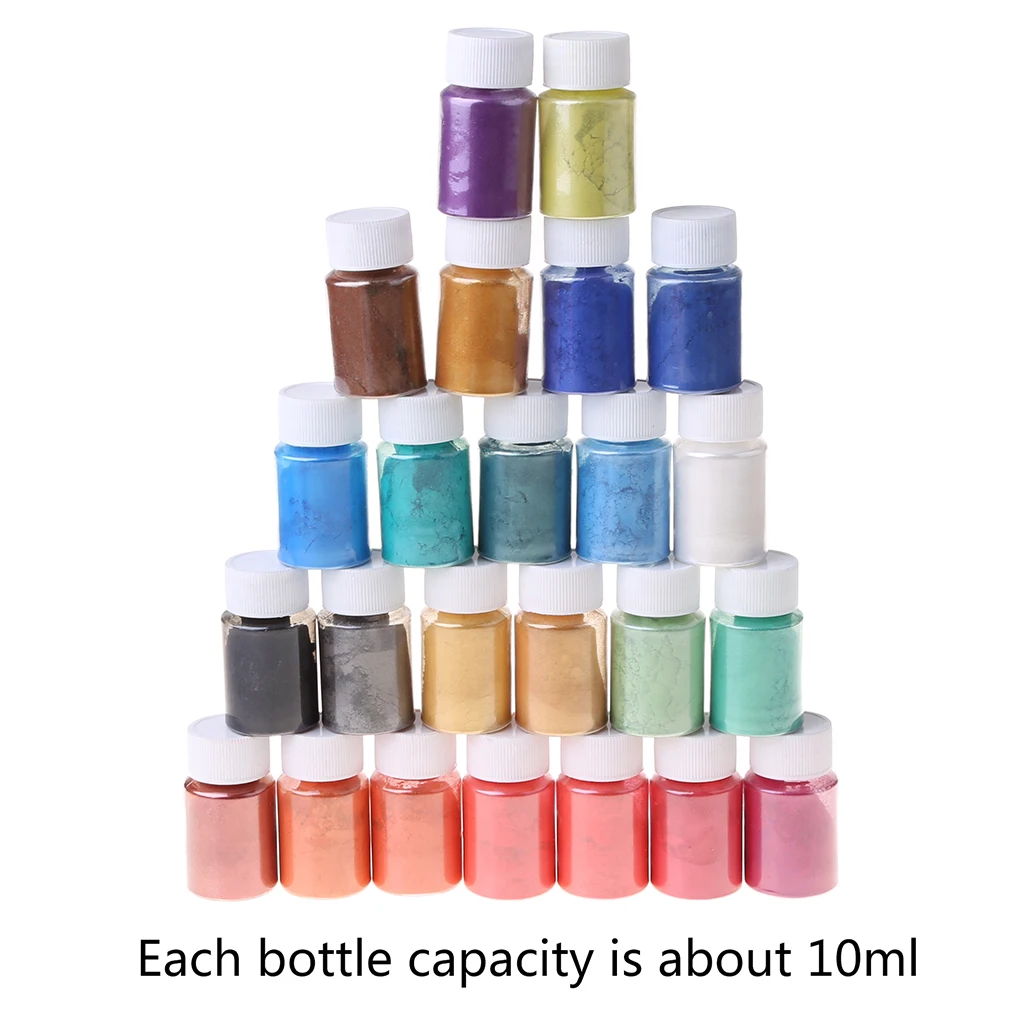 24 Colors Cosmetic Grade Pearlescent Natural Mica Mineral Powder Epoxy Resin Dye Pearl Pigment 
24 Colors Cosmetic Grade Pearlescent Natural Mica Mineral Powder Epoxy Resin Dye Pearl Pigment