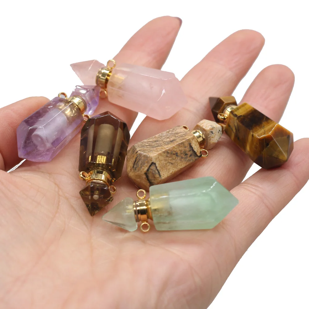 Natural Stone Perfume Bottle Pendant Section Hexagon Semi-precious For Jewelry Making DIY Necklace Accessory
Natural Stone Perfume Bottle Pendant Section Hexagon Semi-precious For Jewelry Making DIY Necklace Accessory