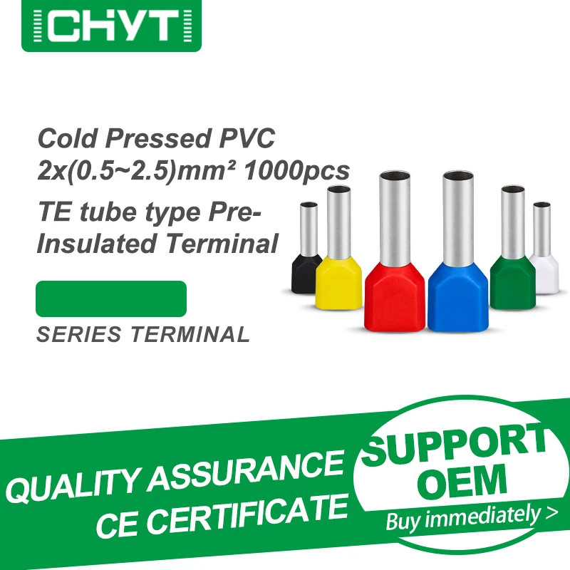 1000pcs/Pack TE0508 TE7508 TE1008 TE1508 TE2508 TE6014 Insulated Copper Cord Double Wire Connector Tube Type Tubular Terminal
1000pcs/Pack TE0508 TE7508 TE1008 TE1508 TE2508 TE6014 Insulated Copper Cord Double Wire Connector Tube Type Tubular Terminal