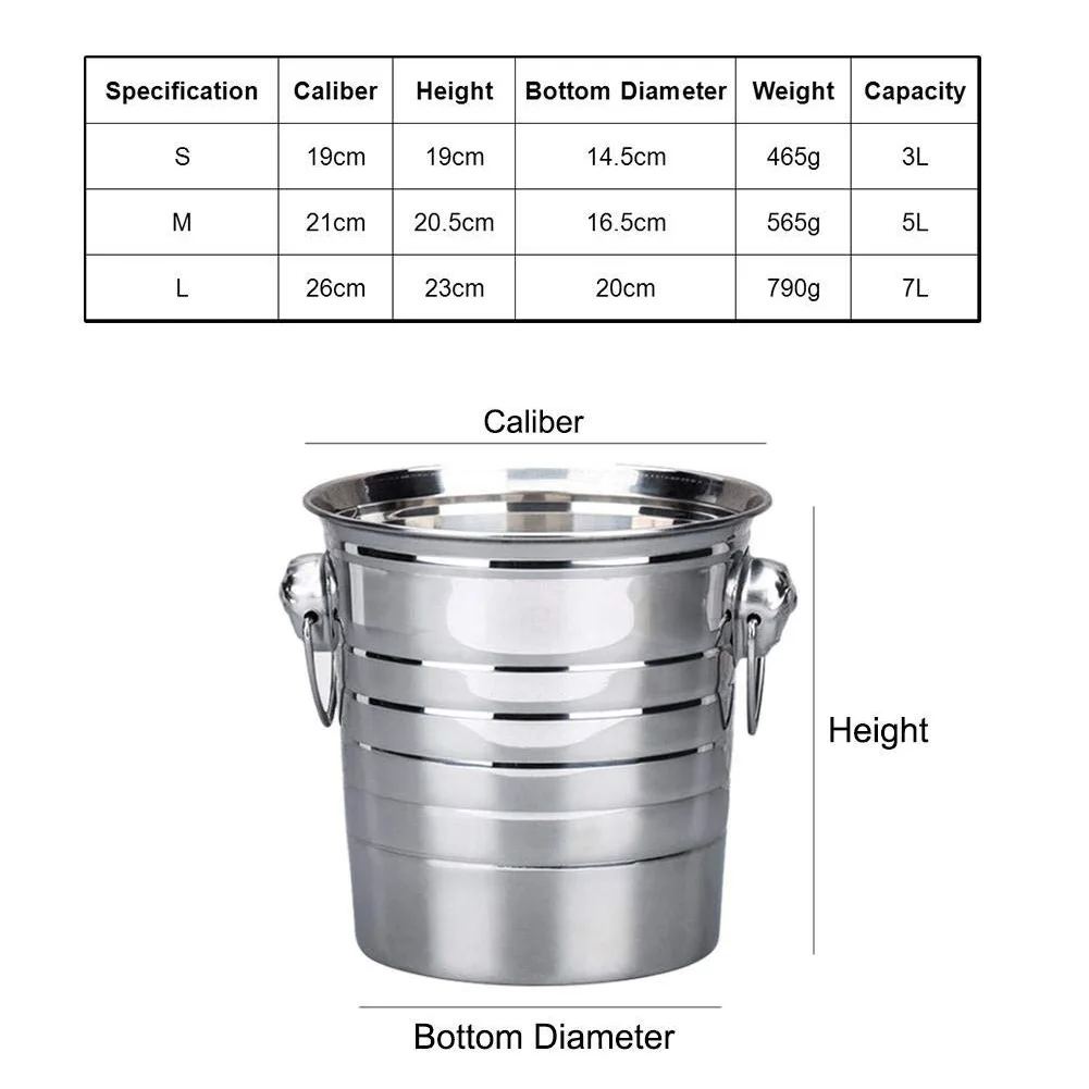 3L/5L/7L High Quality Stainless Steel Ice Bucket Thick Ice Holder Container for Bar Party Champagne Wine Barrel Silver
3L/5L/7L High Quality Stainless Steel Ice Bucket Thick Ice Holder Container for Bar Party Champagne Wine Barrel Silver