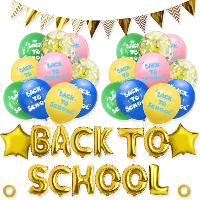 Back to School Party Decoration Gold Bronzing Flag 16'' Letter Foil 12'' Latex Balloon Suit Student Teacher New Semester Starts
Back to School Party Decoration Gold Bronzing Flag 16'' Letter Foil 12'' Latex Balloon Suit Student Teacher New Semester Starts