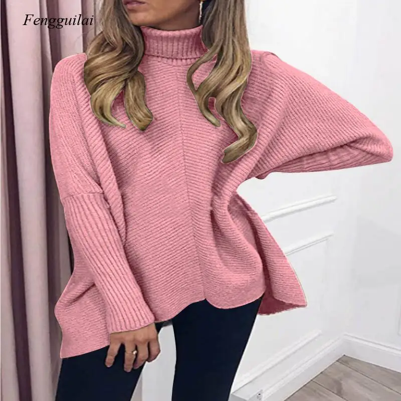 Women's Winter Turtleneck Sweater Long Batwing Sleeves Asymmetrical Hem Casual Pullover Loose Knit Top 
Women's Winter Turtleneck Sweater Long Batwing Sleeves Asymmetrical Hem Casual Pullover Loose Knit Top