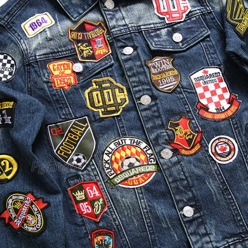 New Personality Badge Jacket Jeans 2 Piece Set Men's Retro Ripped Slim Denim Jacket + Hole Multi-Badges Stretch Jeans 2pcs Sets
New Personality Badge Jacket Jeans 2 Piece Set Men's Retro Ripped Slim Denim Jacket + Hole Multi-Badges Stretch Jeans 2pcs Sets