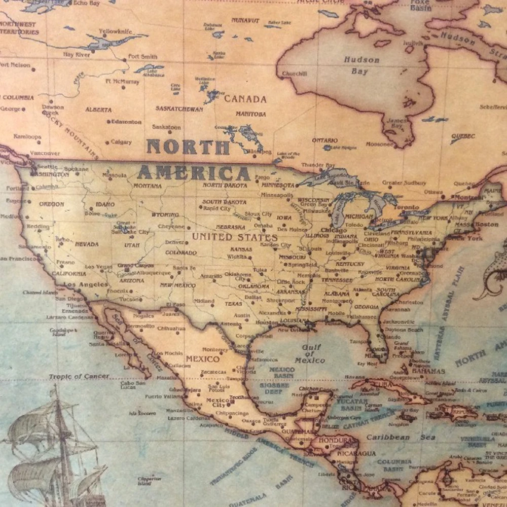 Винтажный постер в виде журнала Ретро Карта мира персонализированные с атласом