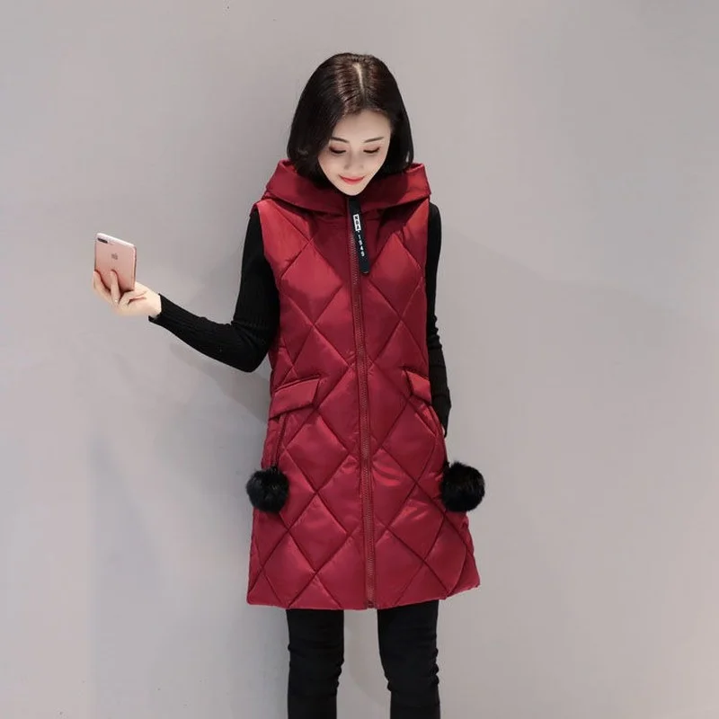 Winter Women's Jacket Windproof Warm Long Cotton Waistcoat Casual Sleeveless Hooded Femme Coat Vest Women Oversize Parkas X72
Winter Women's Jacket Windproof Warm Long Cotton Waistcoat Casual Sleeveless Hooded Femme Coat Vest Women Oversize Parkas X72