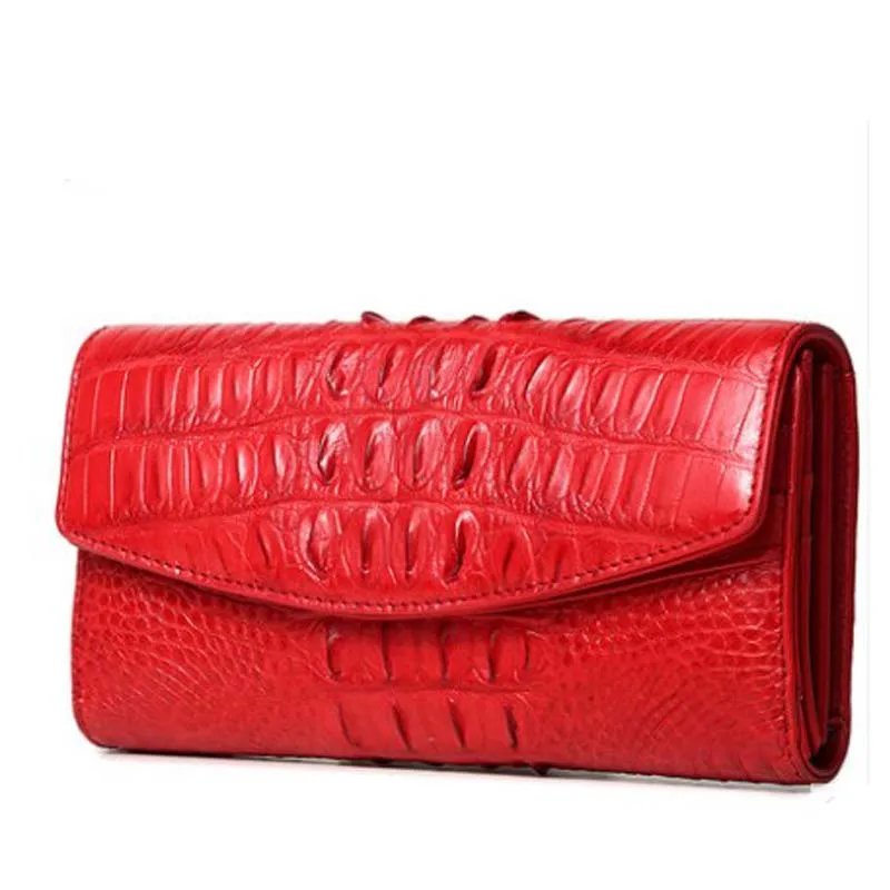 

langhao Female bag New product crocodile leather women wallet Hand bag Cross section square Pure color female bag