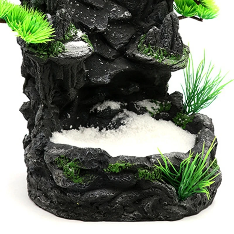 

Mountain View Decor Rockery Landscape Rock Ornament with Trees Sand Waterfall Fish Tank Decoration No Fade Easy to Clean