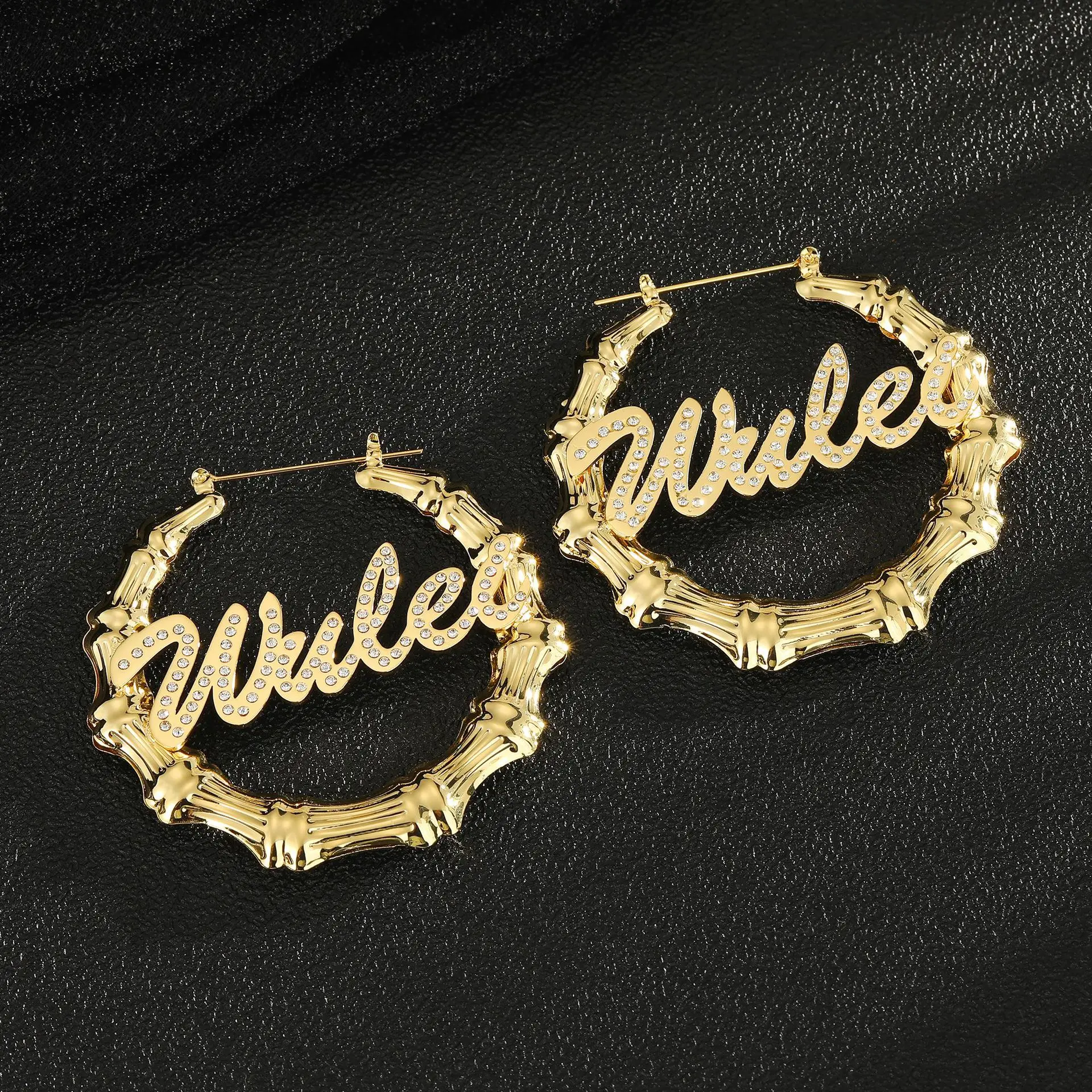 Customize Name Letter With Zircon Bamboo Earrings Circle Large Bling Bling Diamond Stainless Steel Women Jewelry Custom Earrings
Customize Name Letter With Zircon Bamboo Earrings Circle Large Bling Bling Diamond Stainless Steel Women Jewelry Custom Earrings