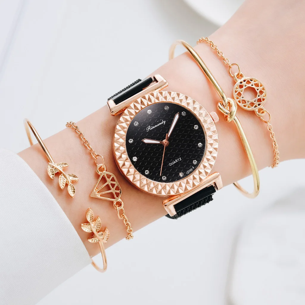 5pcs Set Fashion Women Watches Luxury Magnet Buckle Diamond Dial Watch Ladies Quartz Wrist Watch Bracelet Set Clock Reloj Mujer
5pcs Set Fashion Women Watches Luxury Magnet Buckle Diamond Dial Watch Ladies Quartz Wrist Watch Bracelet Set Clock Reloj Mujer
