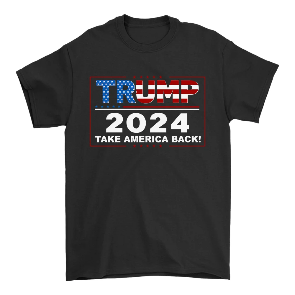 Support 2024 to get back American summer cotton O-neck short-sleeved T-shirt