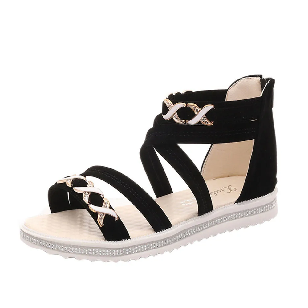 2021 New Women Sandals Flat Shoes Summer Soft Leather Leisure Ladies Sandals Chaussures Femme ete Causal Flat Shoes