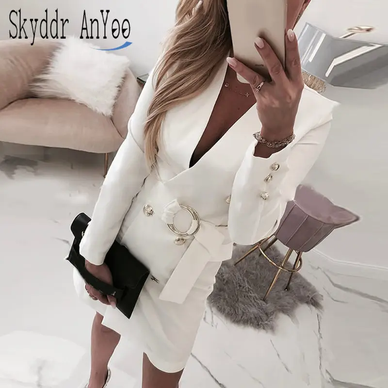 Women Autumn Long Sleeve White Blazer Dress V-Neck Slim Chic Ladies Business Office Dresses
Women Autumn Long Sleeve White Blazer Dress V-Neck Slim Chic Ladies Business Office Dresses