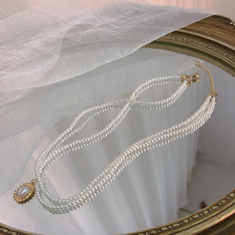 New wholesale Kpop Fashion Beaded Pearl Necklace Women Cute Gold silver color Double Layer Chain Pendant Choker Korean Jewelry
New wholesale Kpop Fashion Beaded Pearl Necklace Women Cute Gold silver color Double Layer Chain Pendant Choker Korean Jewelry