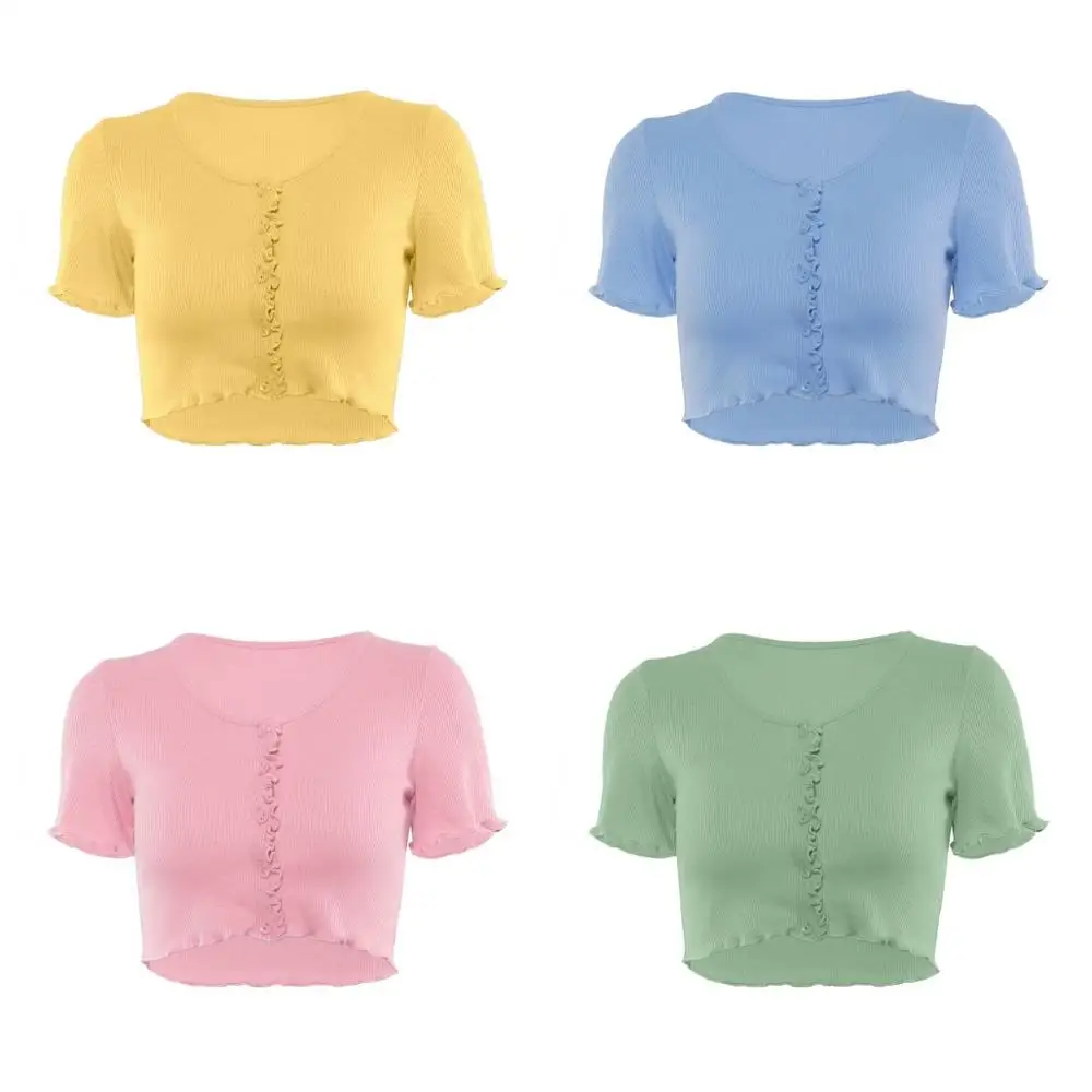 Summer Tops Sexy Women Blue with Buttons Tank Tops Short Sleeve Korean Style Rib Knitted Crop Top Women
Summer Tops Sexy Women Blue with Buttons Tank Tops Short Sleeve Korean Style Rib Knitted Crop Top Women