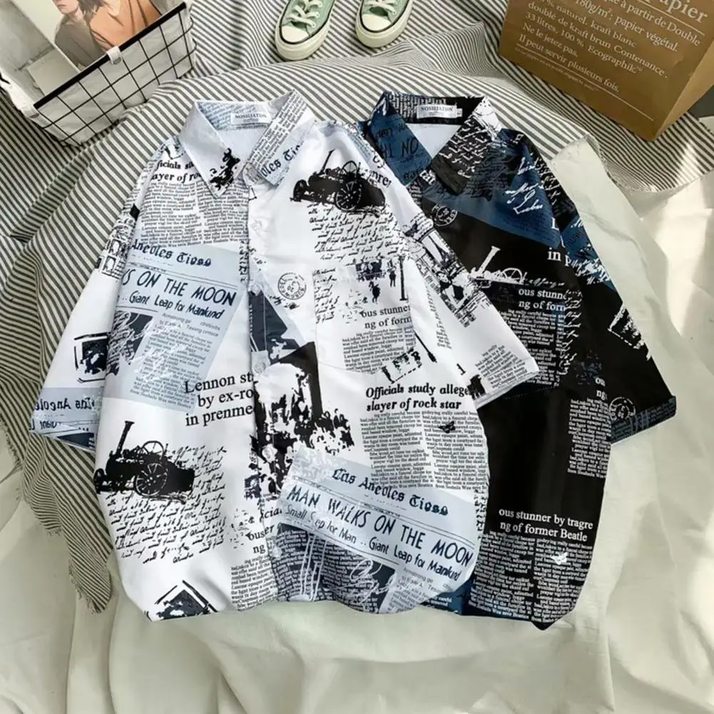 Short Sleeve Tee Shirt Breathable Slim Shirts Stylish Men Summer Short Sleeve Loose Shirt Scrawling Single-breasted T-shirt
Short Sleeve Tee Shirt Breathable Slim Shirts Stylish Men Summer Short Sleeve Loose Shirt Scrawling Single-breasted T-shirt