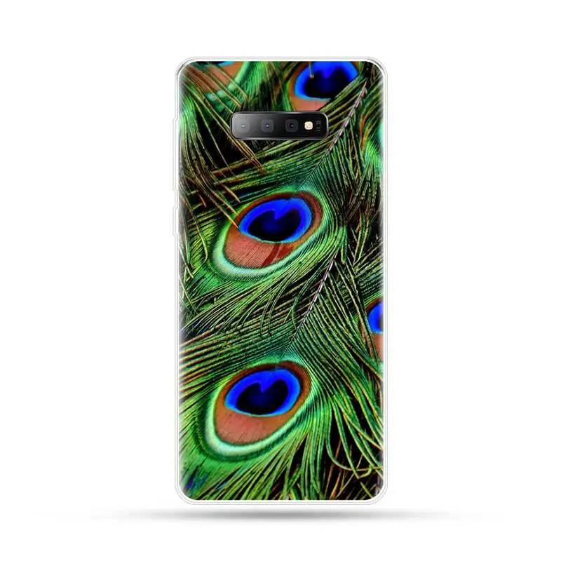 Green blue peacock feathers Phone Case For Samsung Galaxy S5 S7 S8 S9 S10 S10e S20 edge plus lite
