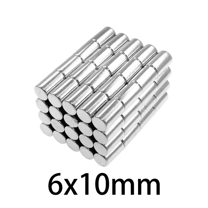 

50-500pcs 6x10mm Magnet Permanent NdFeB N35 Neodymium Round Fridge Magnets magnetic circular rare earth 6*10mm