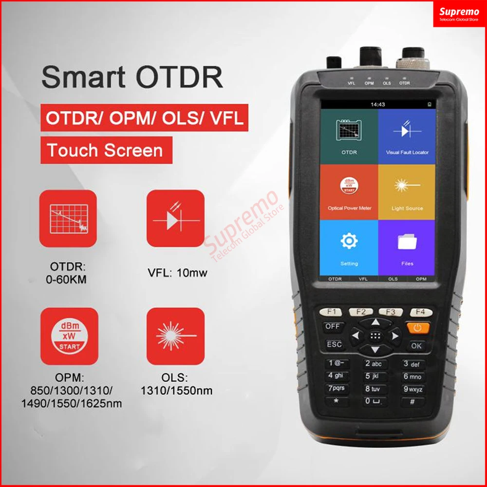 OTDR TM290 Smart OTDR 1310 1550nm with VFL/OPM/OLS Touch Screen OTDR Optical Time Domain Reflectometer
OTDR TM290 Smart OTDR 1310 1550nm with VFL/OPM/OLS Touch Screen OTDR Optical Time Domain Reflectometer