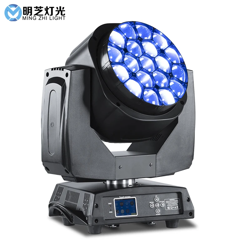 Mingzhi 19x15w RGBW 4 в 1 Zoom Beam Wash Light светодиодная подвижная лампа с эффектом пчелиных глаз