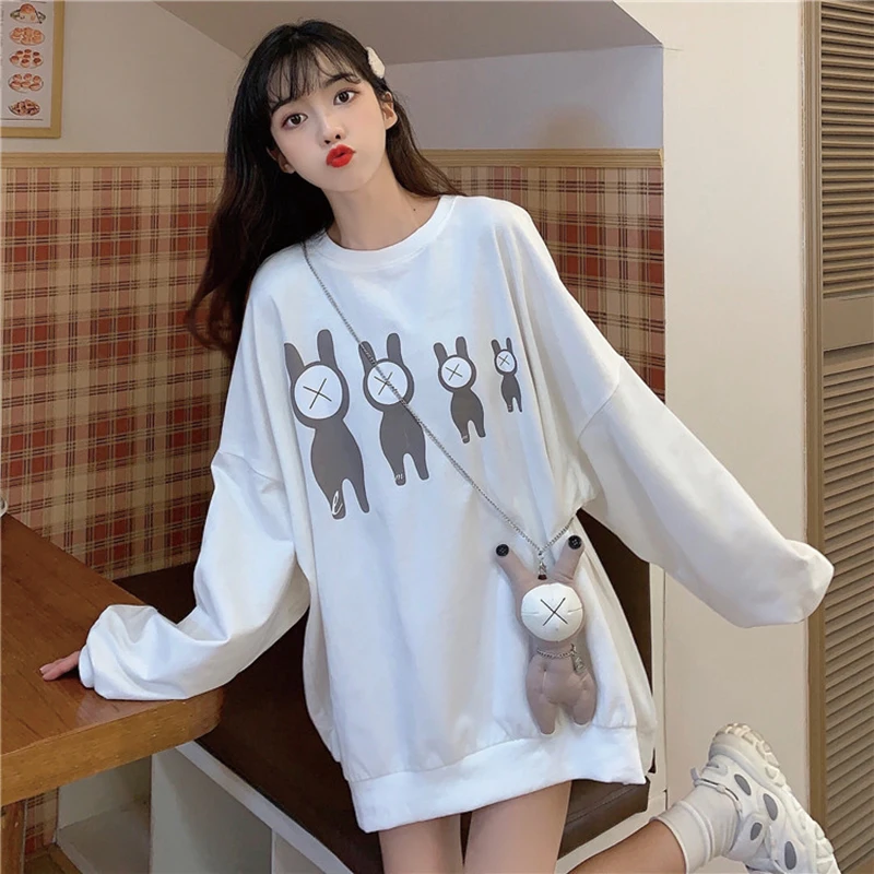 New 2021 Spring Autumn New Korean Women Sweatshirt Casual O Neck Mid Length Pullover Fashion Cartoon Print Sweatshirt Women 
New 2021 Spring Autumn New Korean Women Sweatshirt Casual O Neck Mid Length Pullover Fashion Cartoon Print Sweatshirt Women