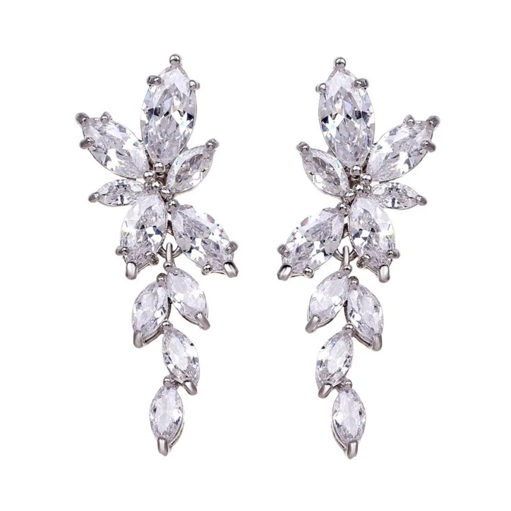 AMC Luxury Symmetrical Flower Long Drop Earring AAA Cubic Zircon Dangle Earring Ear Studs Bridal Wedding Jewelry Gifts For Women
AMC Luxury Symmetrical Flower Long Drop Earring AAA Cubic Zircon Dangle Earring Ear Studs Bridal Wedding Jewelry Gifts For Women
