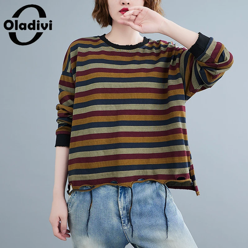 Oladivi, футболки в полоску с длинным рукавом, женские футболки оверсайз, модный Женский Повседневный Свободный Топ на весну и осень, футболки, ...
Oladivi, футболки в полоску с длинным рукавом, женские футболки оверсайз, модный Женский Повседневный Свободный Топ на весну и осень, футболки, ...