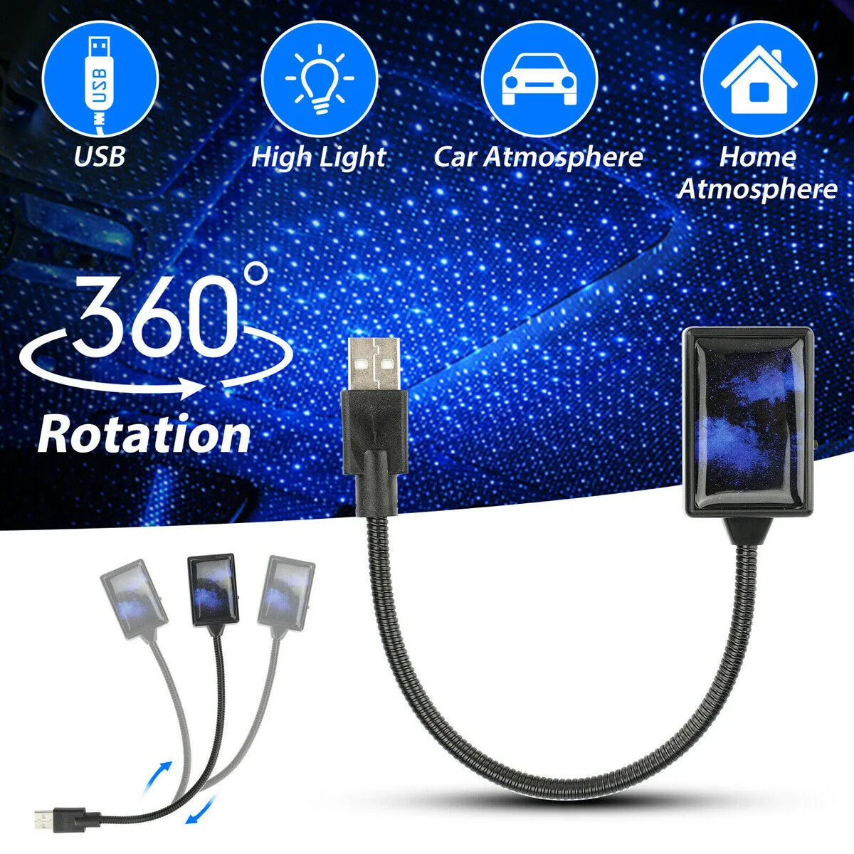 

USB Car Starry Sky-Light Interior Modification Car Ceiling Atmosphere Light Meteor Shower Car Starry Projection Atmosphere Light